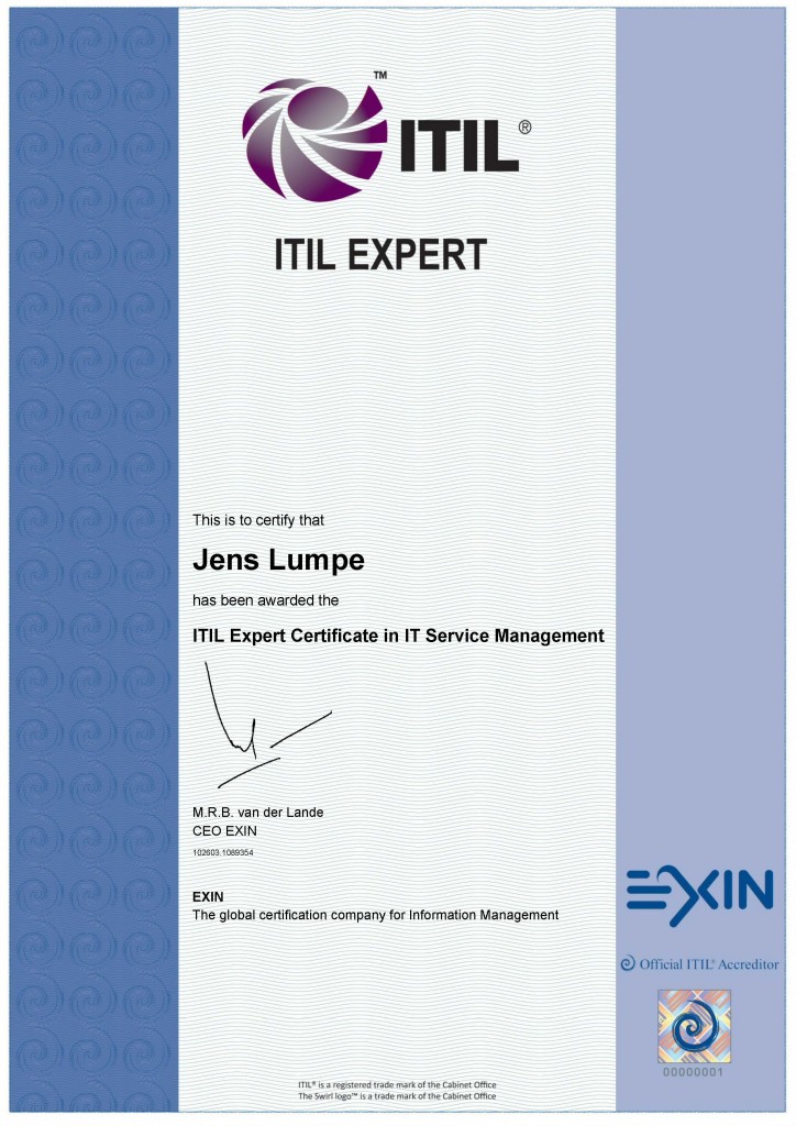 ITIL Expert Certificate in IT Service Management
